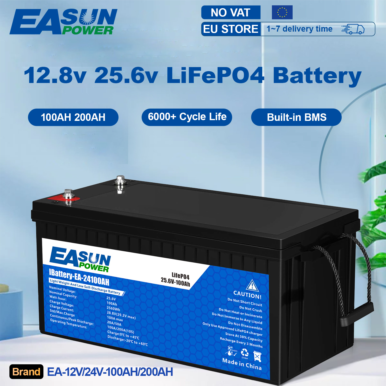 Batería EASUN Lifepo4 de 300AH 100AH